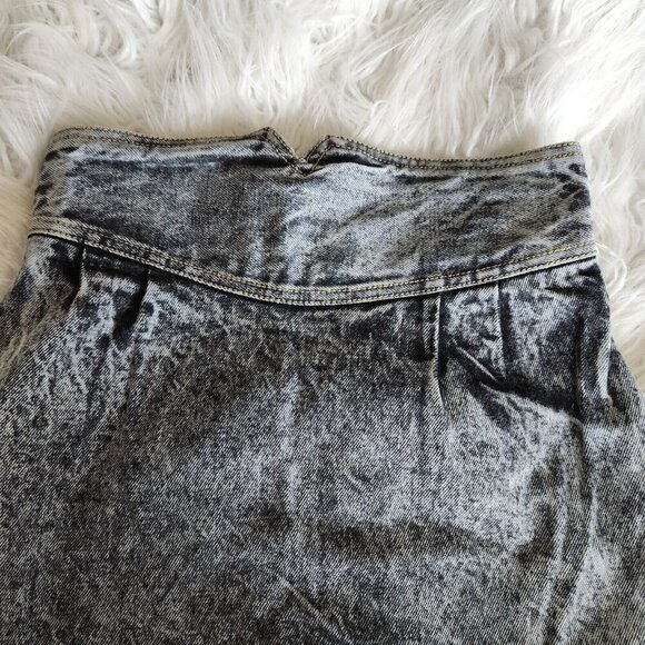 Vtg 80s Acid Wash Jean Denim Maxi Skirt Western W27" Straight Ultra High Waist - Picture 5 of 14